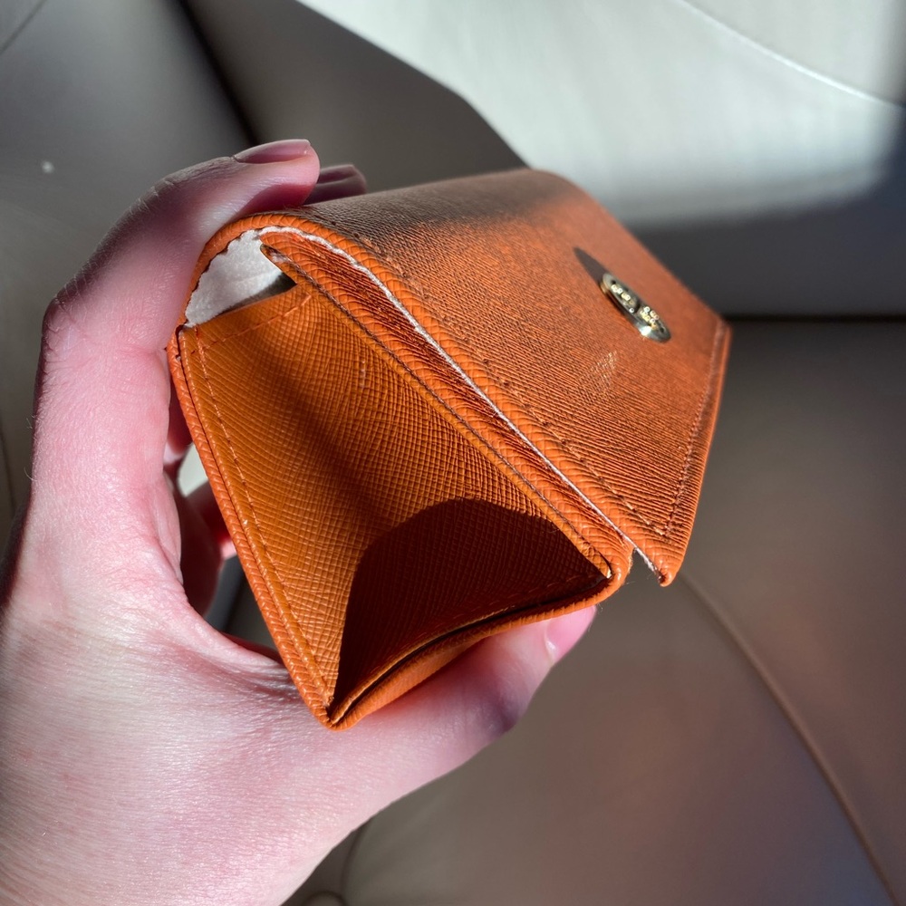 Tory Burch Orange Leather Sunglasses Case Eyeglass Hard Case Very Good - Picture 6 of 7